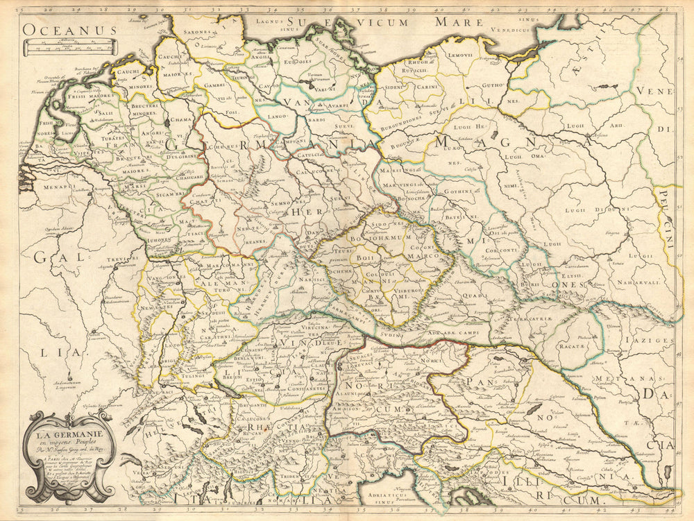 'La Germanie en moyens peuples' by Nicholas SANSON. Central Europe 1651 map