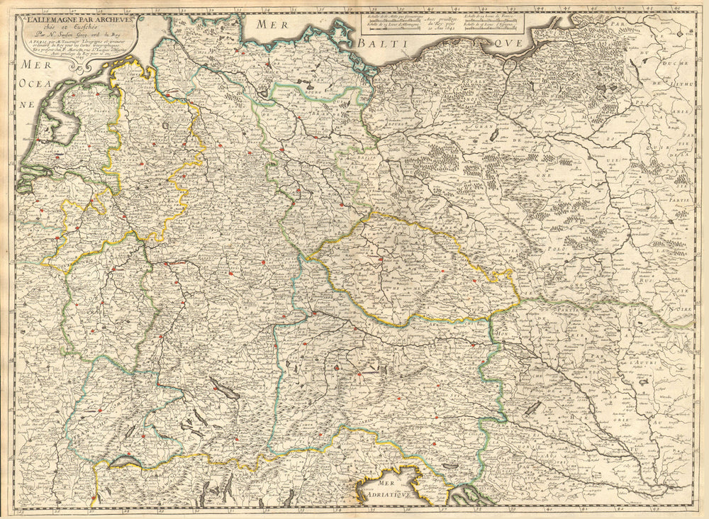 'L'Allemagne par archeves. Chés et Eveschés' by Nicholas SANSON 1645 old map