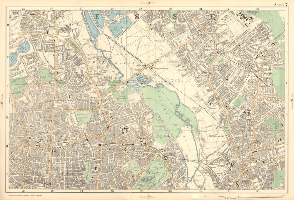 HACKNEY STRATFORD LEYTON/STONE STOKE NEWINGTON Clapton Dalston. BACON  1903 map