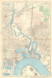 CANNING TOWN Bromley Blackwall Bow Creek River Lea West Ham Plaistow 1903 map