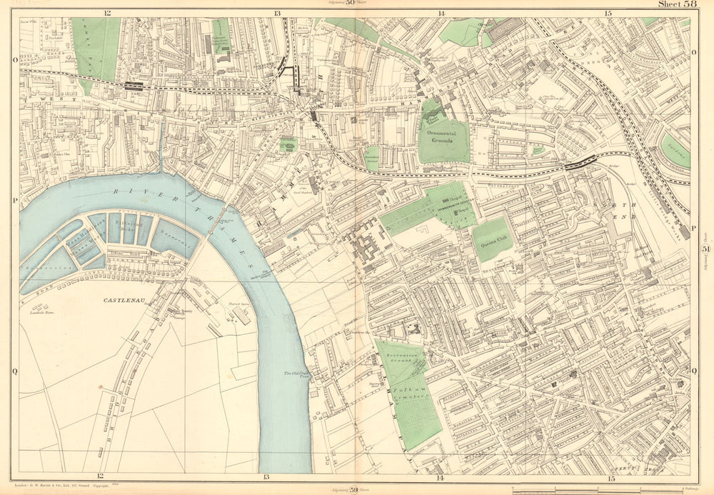 HAMMERSMITH & FULHAM Castlenau West Kensington Barons Court Earls Court 1903 map