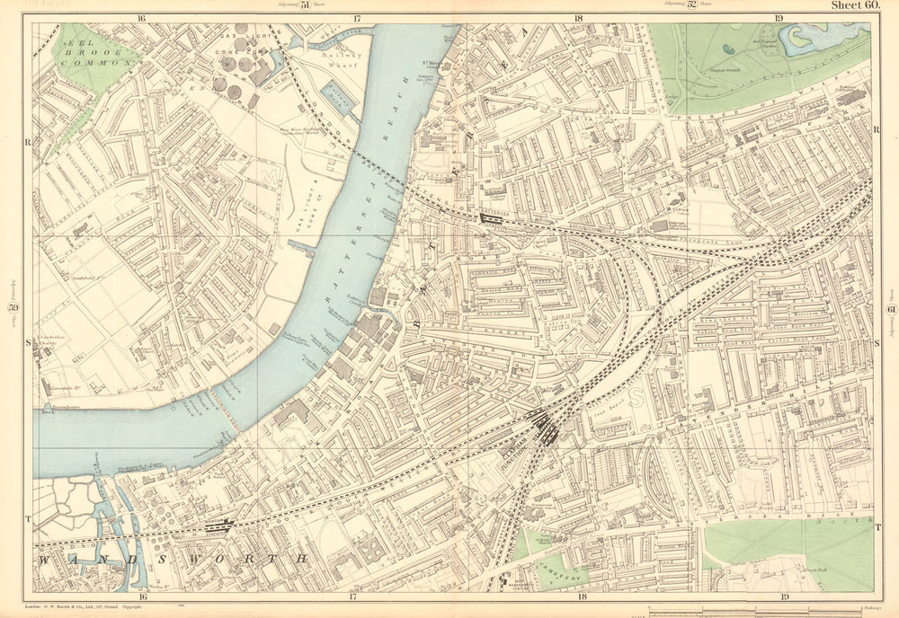 BATTERSEA Wandsworth Clapham Junction Lavender Hill Battersea Rise 1903 map