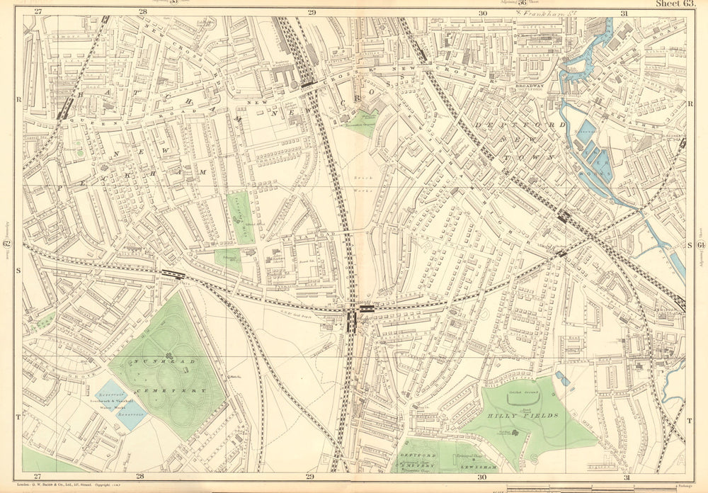 NEW CROSS Deptford Nunhead Lewisham St John's Nunhead Brockley Deptford 1903 map