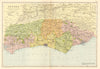SUSSEX county map. Parliamentary constituencies divisions. Railways. BACON 1903