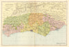 SUSSEX county map. Parliamentary constituencies divisions. Railways. BACON 1903
