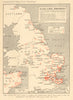 First World War 'Air Raids & Naval Bombardments' 1914-1918. HARMSWORTH 1920 map