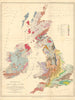 Geological map of the British Isles by Edward Best/STANFORD 1874 old