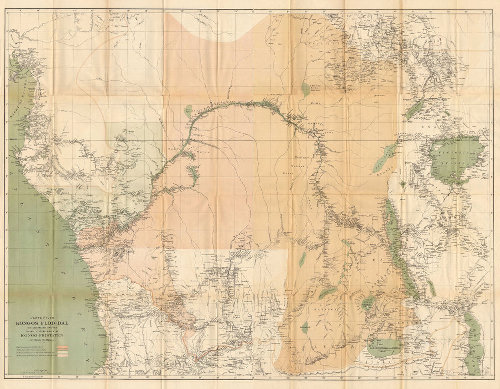 Congo Free State & river valley. Central Africa. HENRY MORTON STANLEY 1885 map
