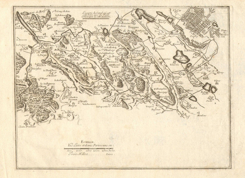 Canal de l'Eure 3. Rambouillet-Trappes-Versailles. Chevreuse. DE FER 1705 map
