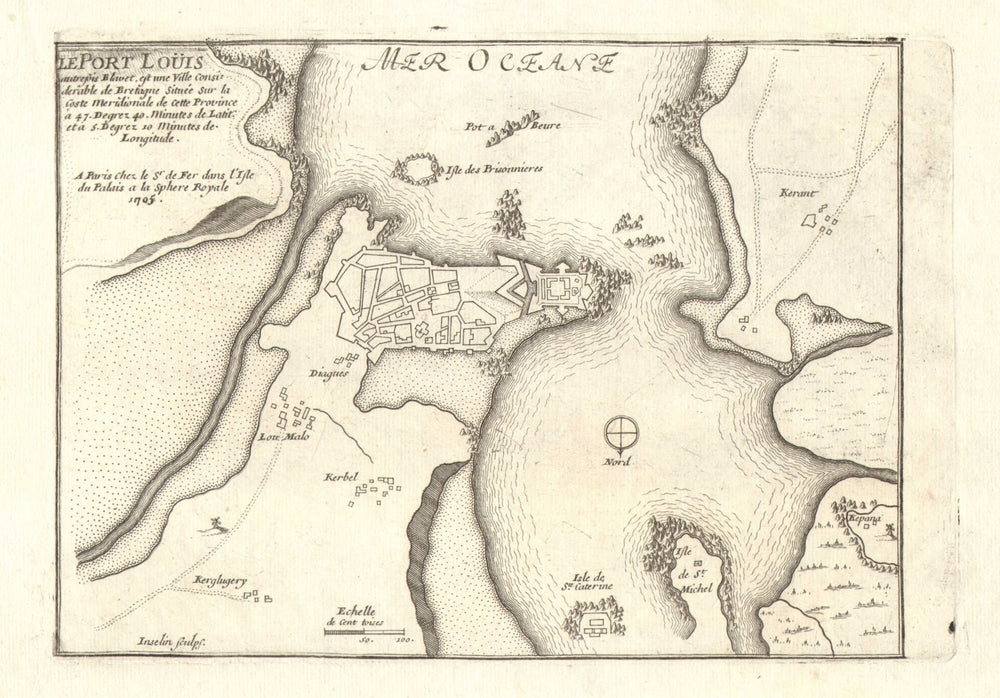 'Le Port Louis'. Port-Louis. Fortified town/city plan. Morbihan. DE FER 1705 map