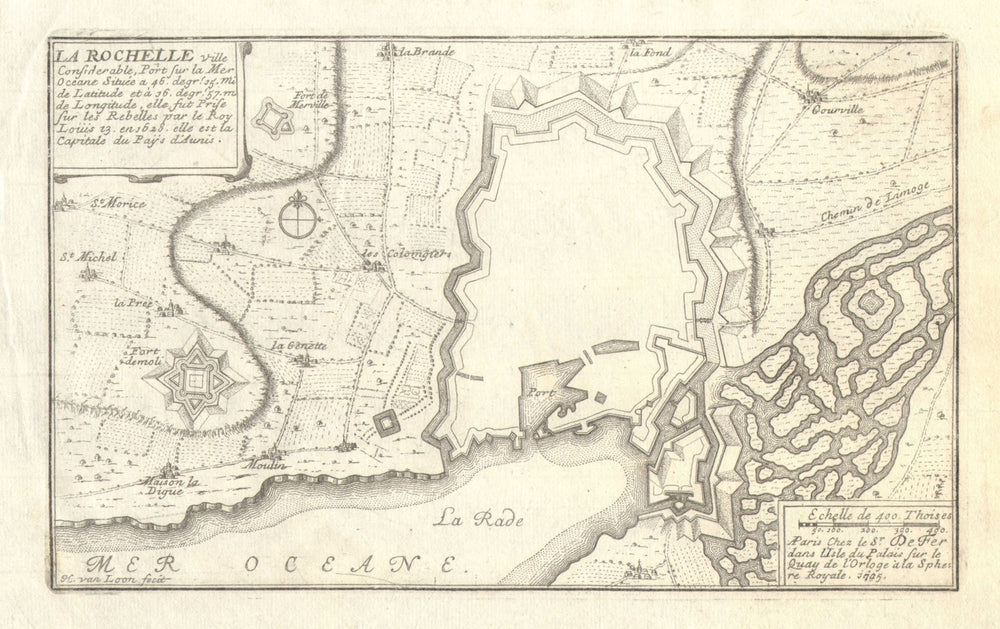 'La Rochelle'. Fortifed town/city plan. Charente-Maritime. DE FER 1705 old map