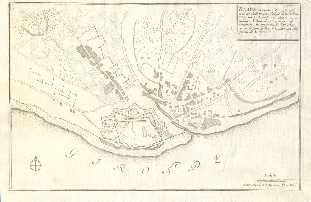 Blaye. Plan of town/city & fortifications. Gironde. DE FER 1705 old map