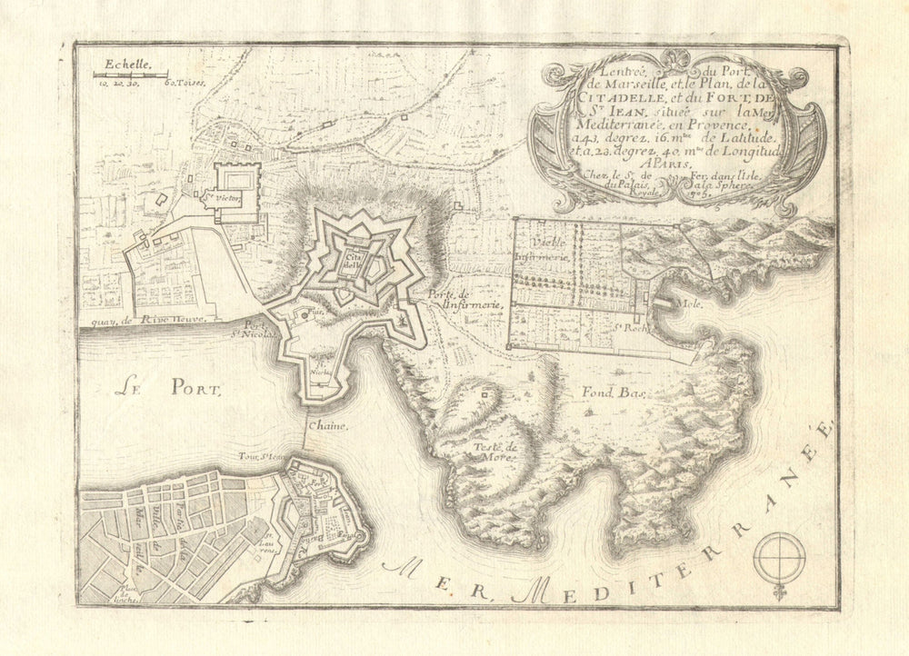 'L'entrée du Port de Marseille'. Citadelle & Fort Saint Jean. DE FER 1705 map
