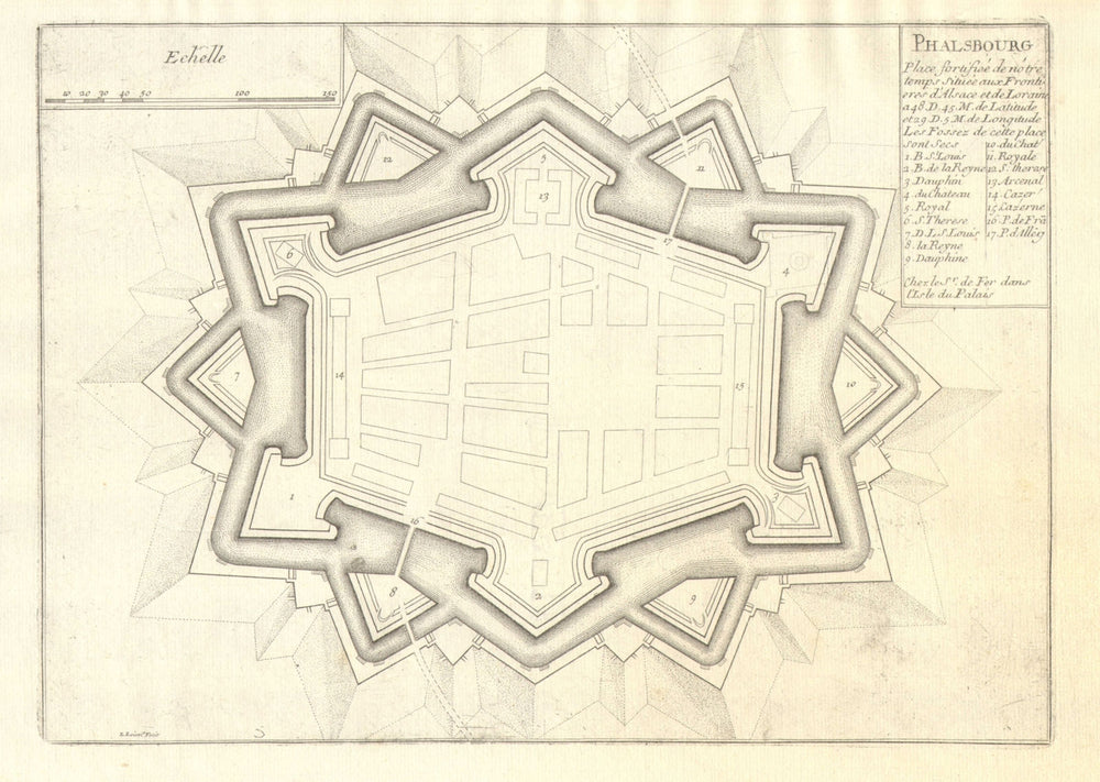 Phalsbourg. Plan of town/city & fortifications. Moselle. DE FER 1705 old map
