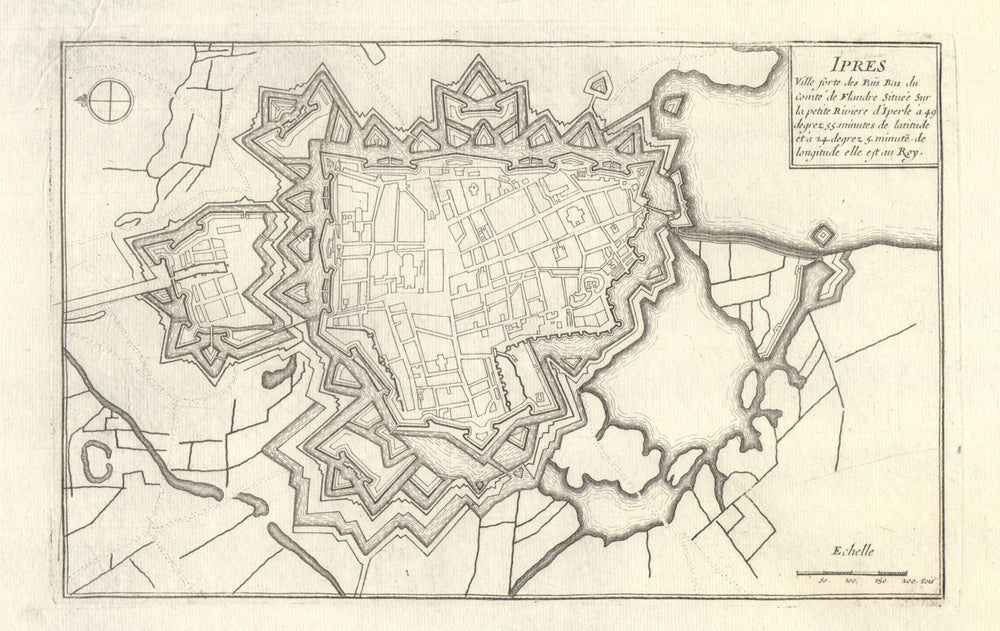'Ipres'. Ypres. Plan of town/city & fortifications. Belgium. DE FER 1705 map