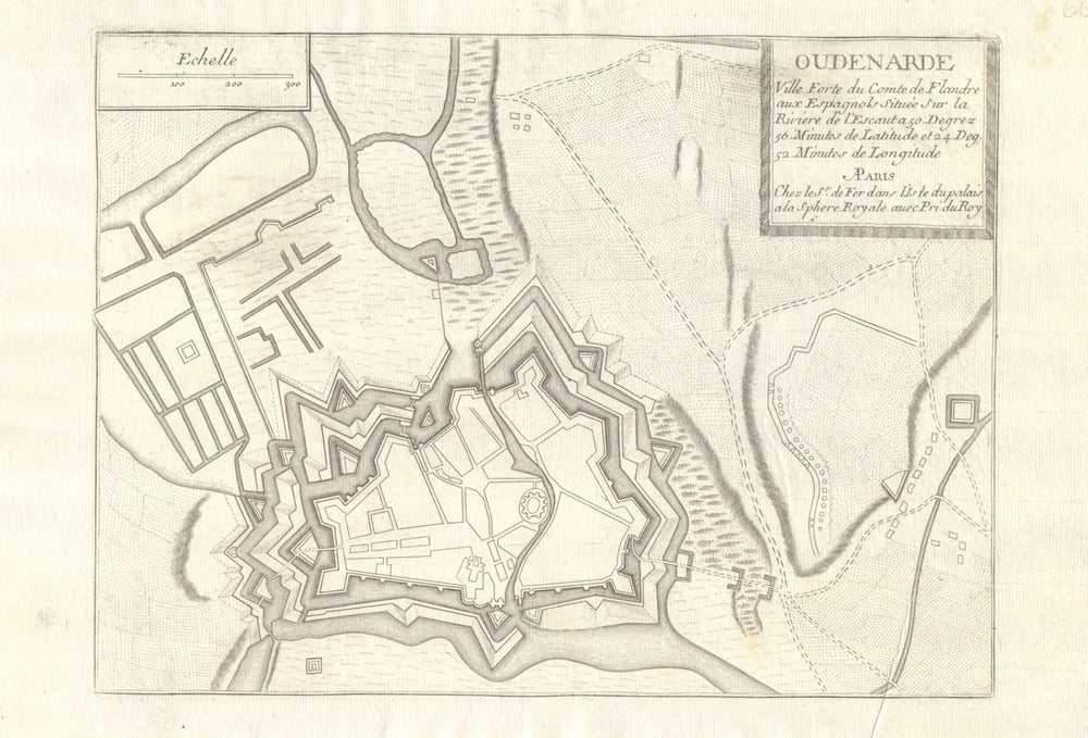 'Oudenarde'. Oudenaarde . Fortifed town/city plan. Belgium. DE FER 1705 map