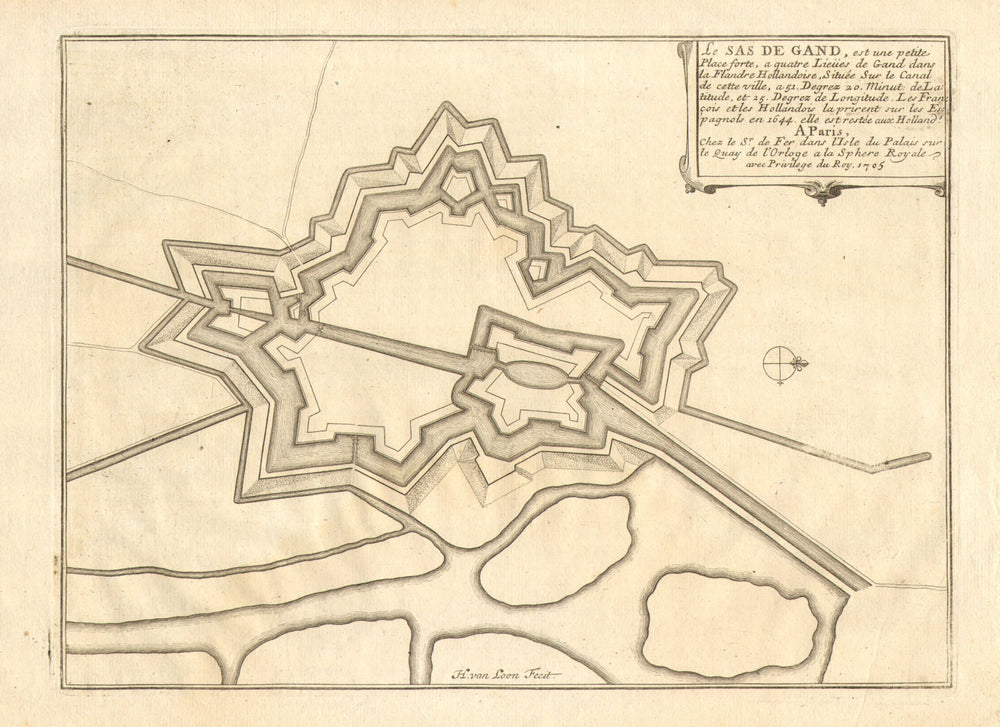 'Sas de Gand'. Sas van Gent. Fortified town/city plan. Belgium. DE FER 1705 map