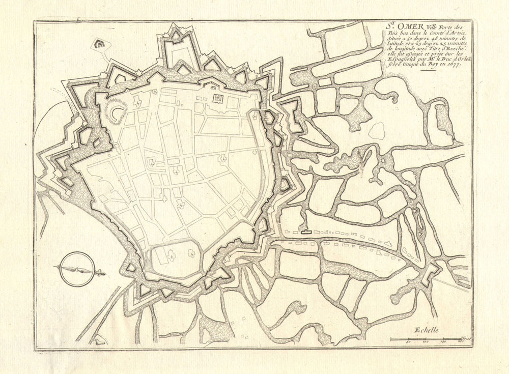 'St. Omer'. Saint-Omer. Fortified town/city plan. Pas de Calais. DE FER 1705 map