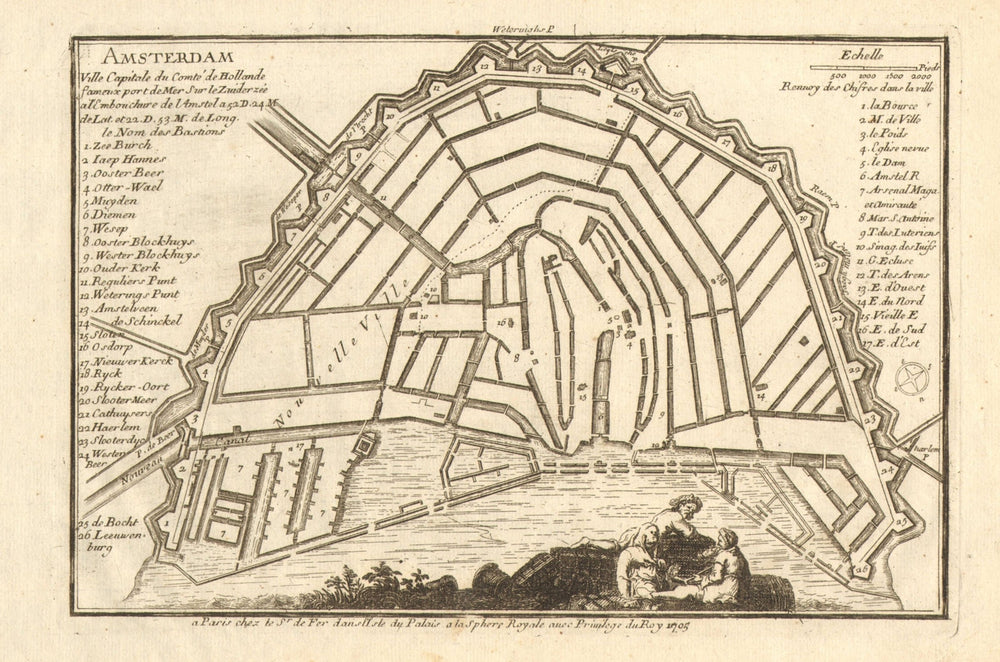 Amsterdam. Plan of town/city & fortifications. Netherlands. DE FER 1705 map