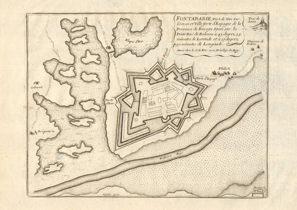 'Fontarabie'. Fontarrabie Fuenterrabia Hondarribia town plan. DE FER 1705 map