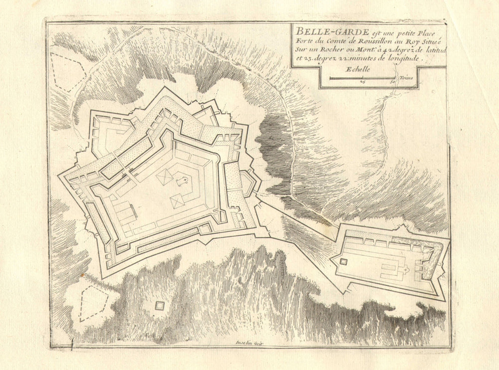 'Belle-Garde'. Fort de Bellegarde plan, Le Perthus, France. DE FER 1705 map