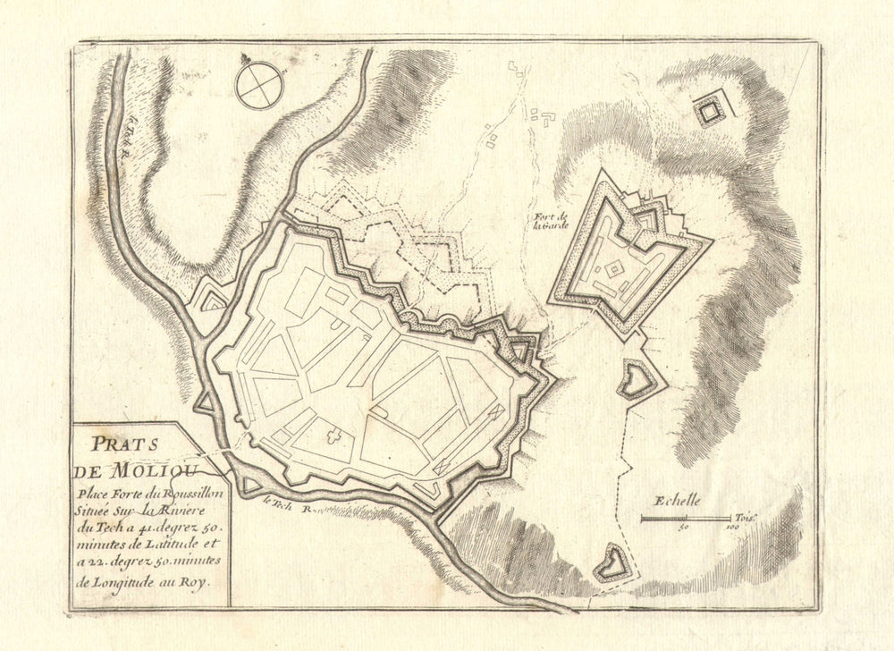 'Prats de Moliou'. Prats-de-Mollo-la-Preste town/city plan. DE FER 1705 map