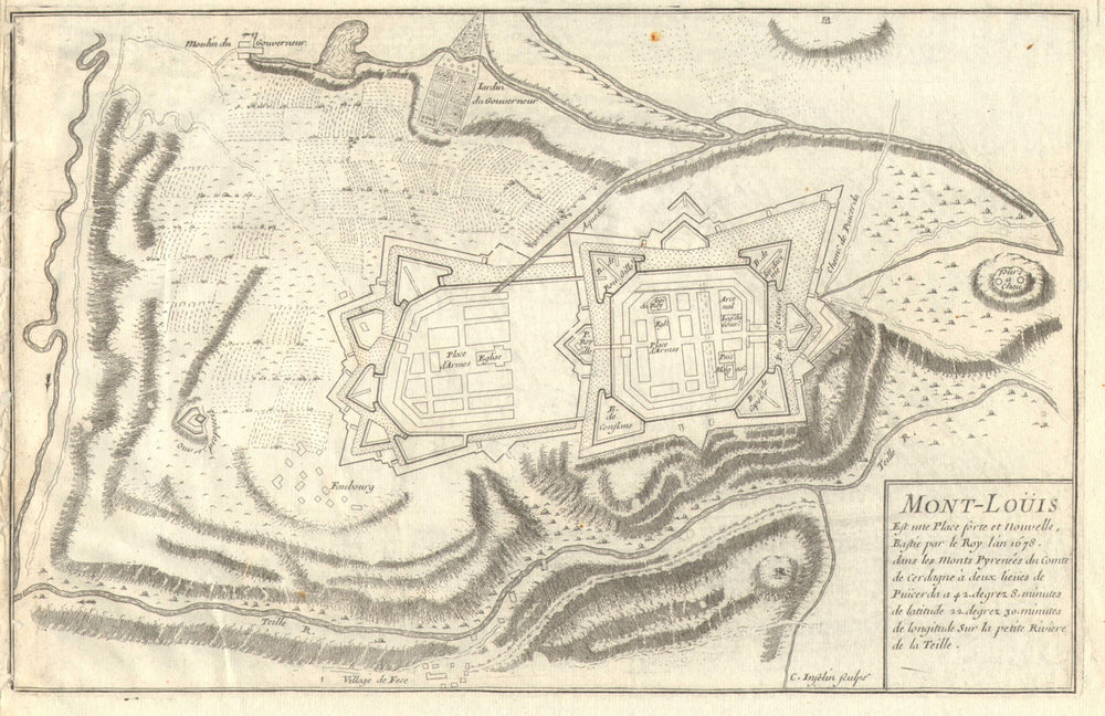 'Mont-Louis'. Montlluis town/city plan. Pyrénées-Orientales. DE FER 1705 map