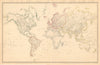 WORLD ON MERCATOR'S PROJECTION. PreMexican-American War. SDUK 1845 old map