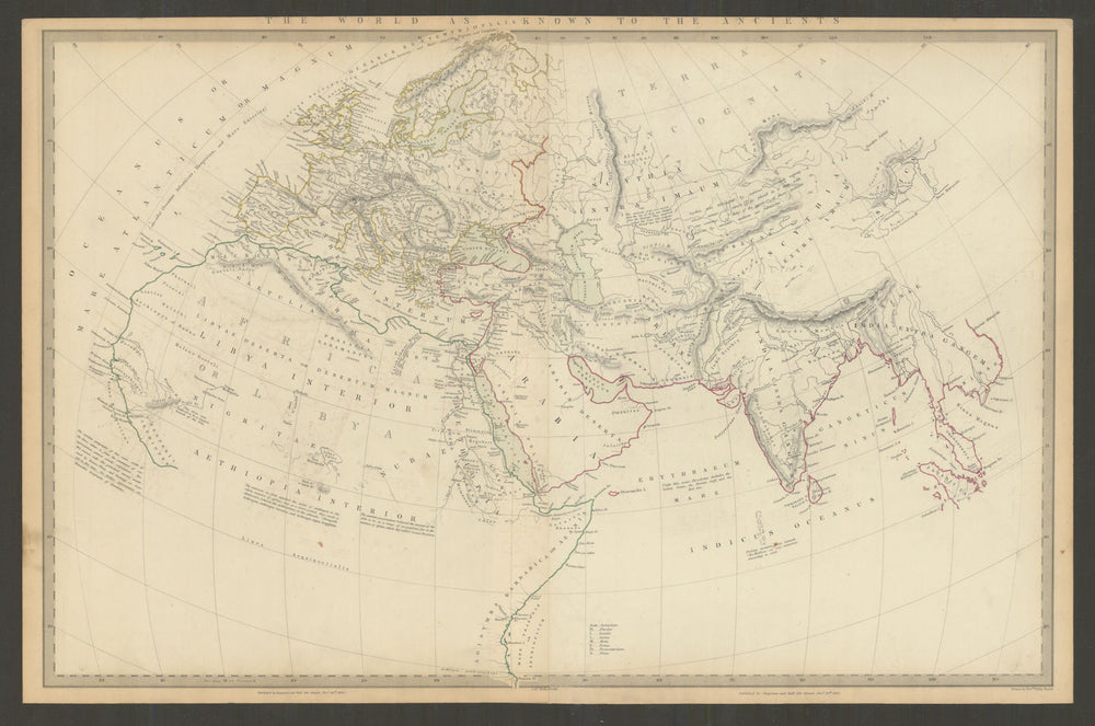 WORLD KNOWN TO ANCIENTS. Herodotus Ptolemy Pliny Hanno. On 2 sheets 1845 map