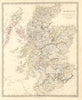 SCOTLAND. General map showing castles & kirks. Railways. SDUK 1845 old
