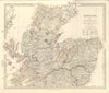 SCOTLAND NORTH. Castles kirks railways. Inset former county names. SDUK 1845 map
