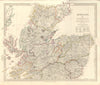 SCOTLAND NORTH. Castles kirks railways. Inset former county names. SDUK 1845 map