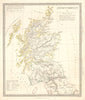 ANCIENT BRITAIN Caledonia-Scotland. Roman road town names Ptolemy. SDUK 1845 map