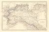 ANCIENT ROMAN ITALY NORTH. Liguria Venetia Gallia Cisalpina. Roads.SDUK 1845 map