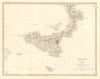 SICILY & CALABRIA. Sicily Malta Gozo. Original outline colour. SDUK 1845 map