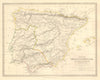 HISPANIA IBERIA. Ancient Spain & Portugal. Roman names & roads. SDUK 1845 map