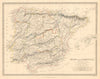 IBERIA. Spain and Portugal showing provinces. SDUK 1845 old antique map chart