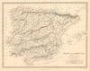 IBERIA. Spain and Portugal showing provinces. SDUK 1845 old antique map chart