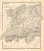 S GERMANY SWITZERLAND AUSTRIA. Baden Württemberg Bavaria Tyrol. SDUK 1845 map