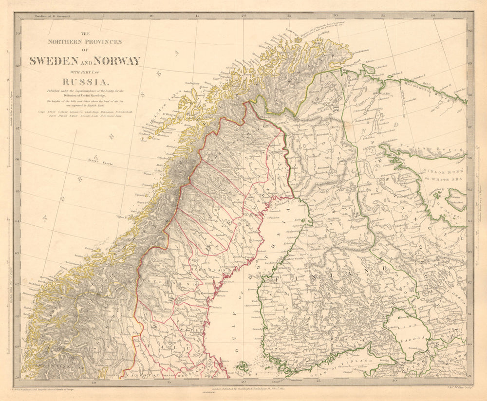 SCANDINAVIA. Northern Sweden and Norway. Finland & part of Russia. SDUK 1845 map