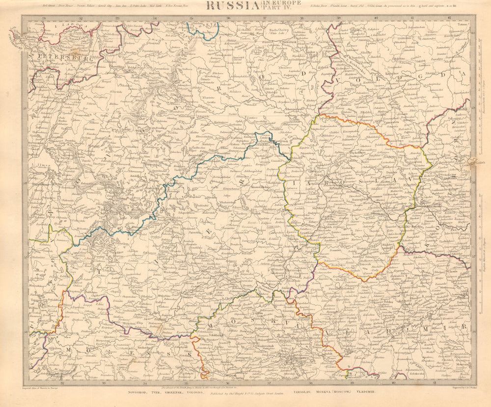 RUSSIA. Novgorod Tver Smolensk Vologda Iarolslav Moscow Vladimir. SDUK 1845 map