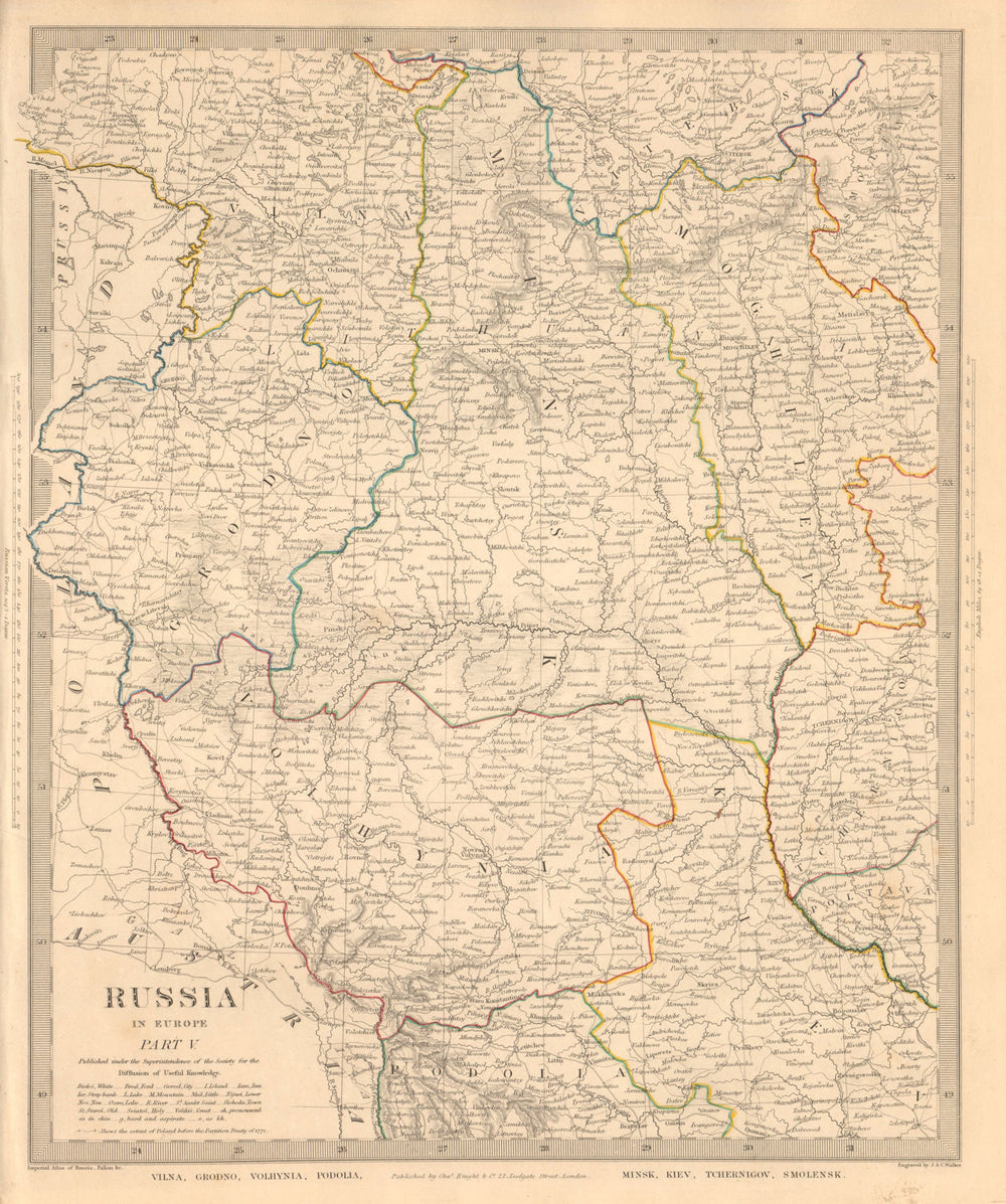 EASTERN EUROPE. Vilna Grodno Volhynia Podoiva Minsk Kiev Smolensk. SDUK 1845 map