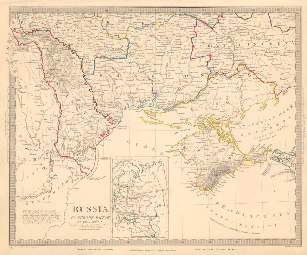 UKRAINE MOLDOVA Podolia Bessarabia Kherson Taurida Crimea Odessa. SDUK 1845 map