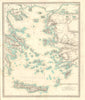 GREEK ARCHIPELAGO ANCIENT. Aegean Cyclades Creta Crete Dodecanese. SDUK 1845 map