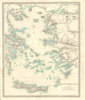 GREEK ARCHIPELAGO ANCIENT. Aegean Cyclades Creta Crete Dodecanese. SDUK 1845 map