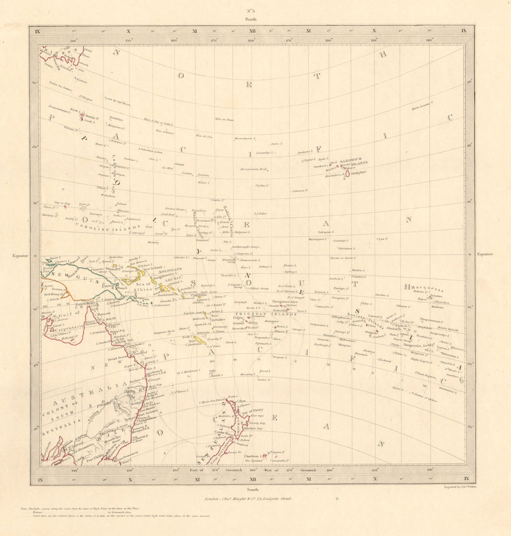 AUSTRALASIA POLYNESIA PACIFIC OCEAN. On Gnomonic Projection. SDUK 1846 old map