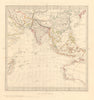 ASIA AUSTRALIA. On Gnomonic Projection. China Indian Ocean. SDUK 1846 old map