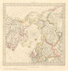 NORTH POLE ARCTIC. to 45˚ N Latitude. Alaska as Russian Territory. SDUK 1846 map