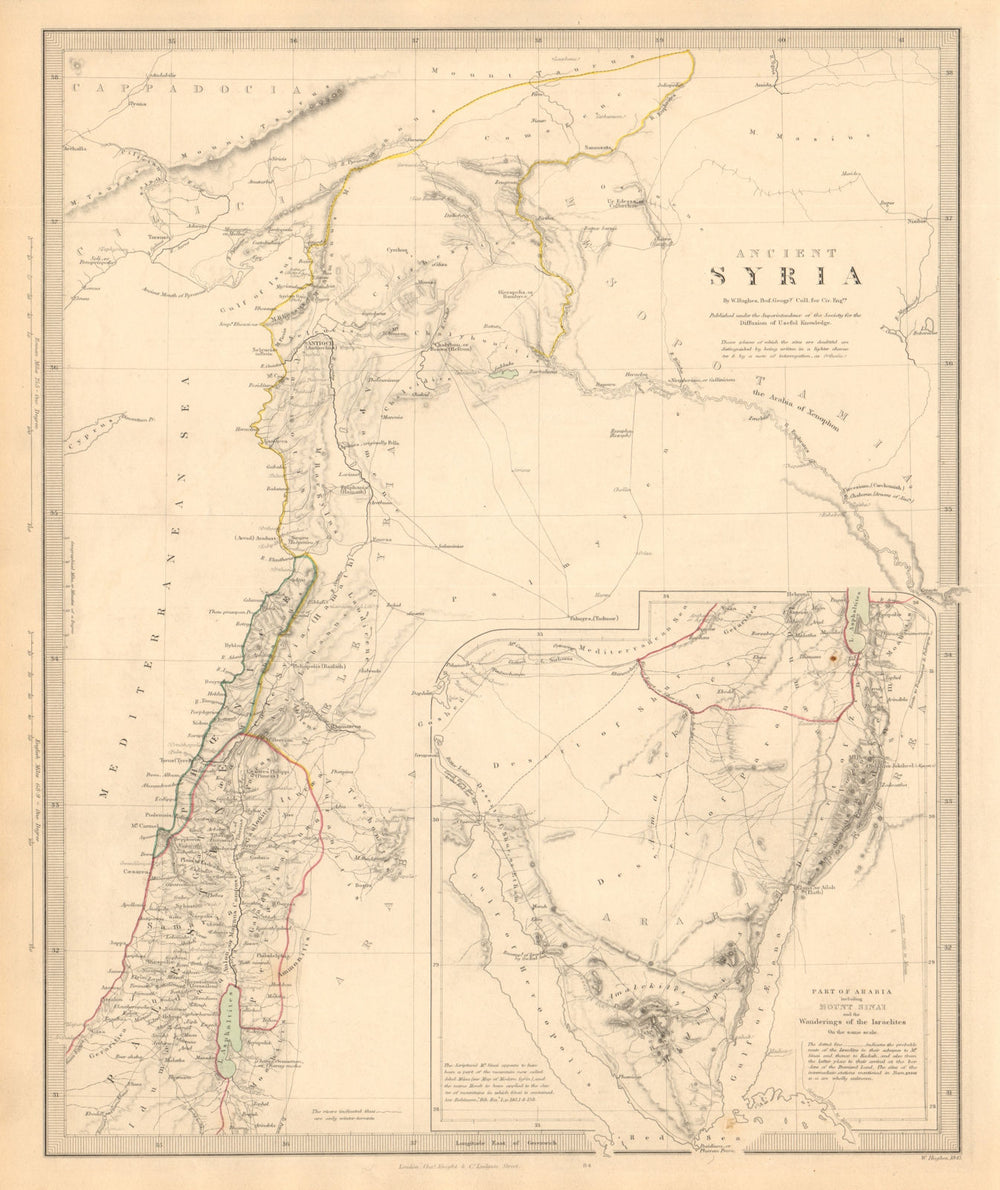 ANCIENT SYRIA. Levant; Sinai. wanderings of the Israelites. SDUK 1846 old map