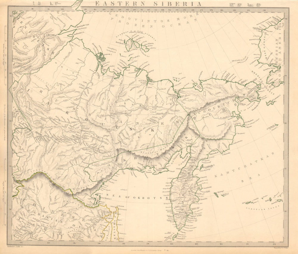 EASTERN SIBERIA. Kamtchatka Yakutia Chukotka Khabarovsk. Russia. SDUK 1846 map